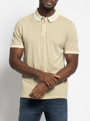 Mavi Men's T-Shirts Polo Shirt, Beige (Silver Birch) , L