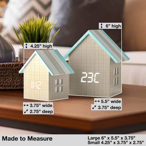 Digital House Shaped Alarm Clock with Temperature Display (Stripe Wood) – Mod... - Picture 3 of 7