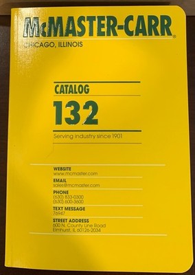 McMaster Carr Catalog # 132 - Chicago Illinois FREE SHIPPING