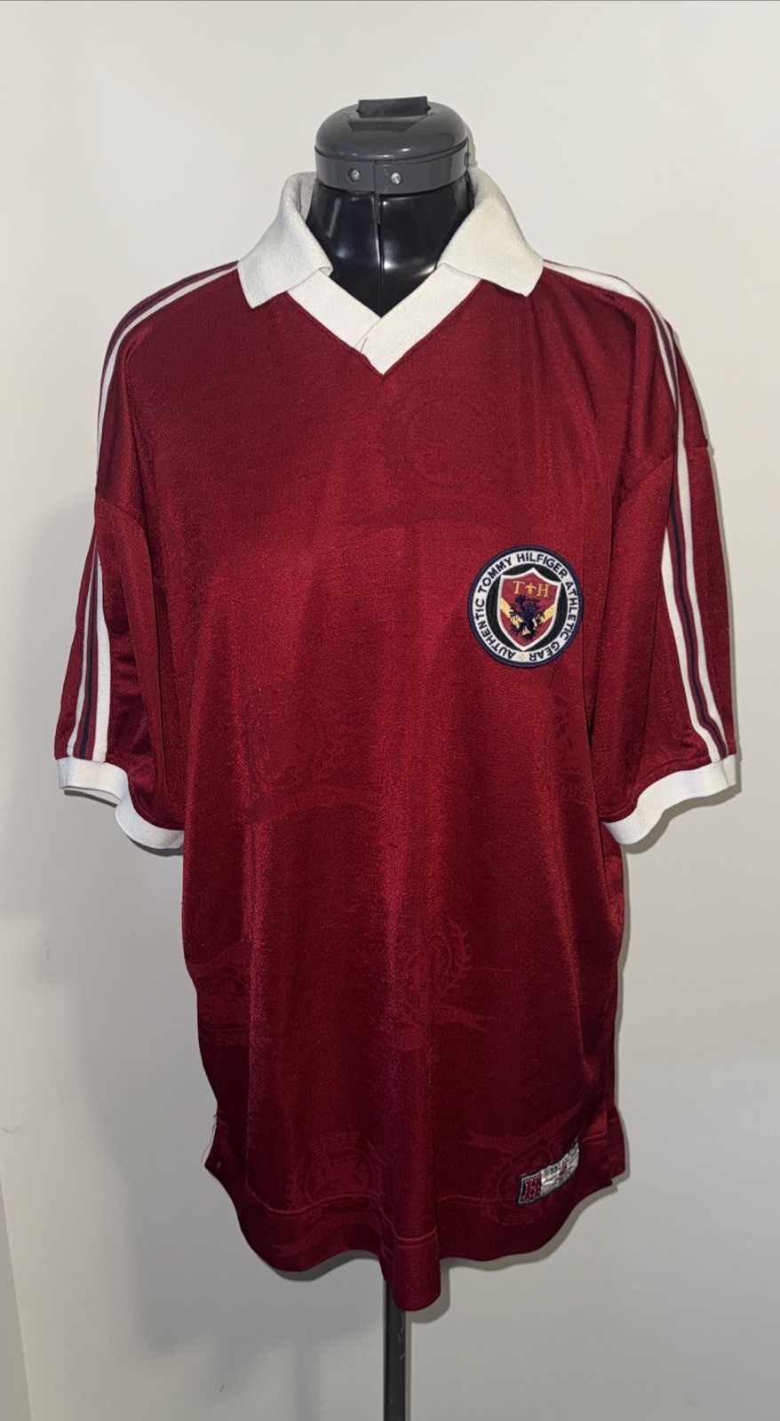 Vintage Tommy Hilfiger Athletics Gear V Neck Jersey Rugby Soccer Red 88 Shirt  M