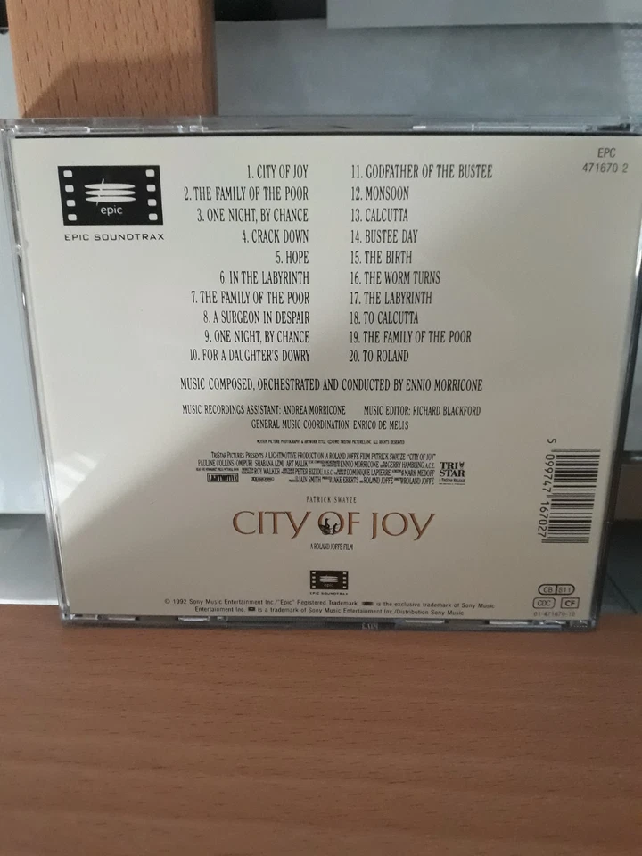 Soundtrack Score CD CITY OF JOY Ennio Morricone Epic Soundtrax - Bild 2 von 3