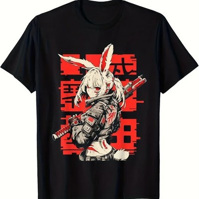 Cyberpunk Bunny Girl Anime Graphic T-Shirt Harajuku Techwear Streetwear Tee