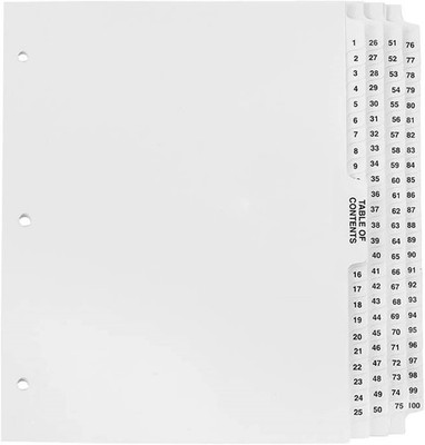 Numbered Dividers 1-100 Punched - AVE Style Bold Tabs - Side Collated Exhibit...