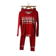 Hanna Andersson Organic Cotton Red Heritage FairIsle Long John Pajamas Set XS/M