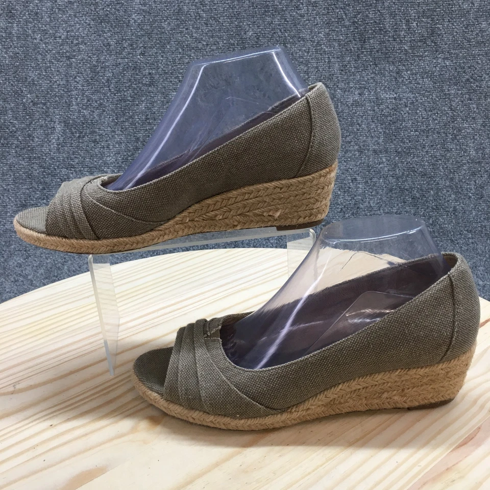 LifeStride Sandals Womens 9M Occupy Espadrille Brown Peep Toe Casual Wedge Heels - Image 2 of 4