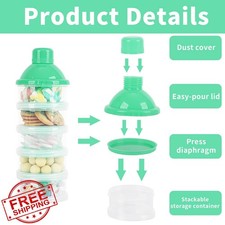2 Pcs 5 Layers Baby Milk Powder Dispenser Portable Green