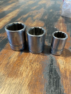 Vintage 2 pc Williams USA 1/2'' Drive 12 Point SAE Sockets- ST Series Plus Armstr