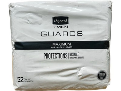 Depend Fresh Protection MAXIMUM Absorbency Guards for Men 52 Count