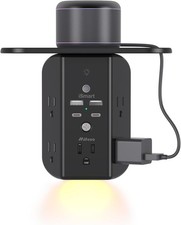 Wall Outlet Extender with Shelf and Night Light, Surge Protector, USB Wall Charg