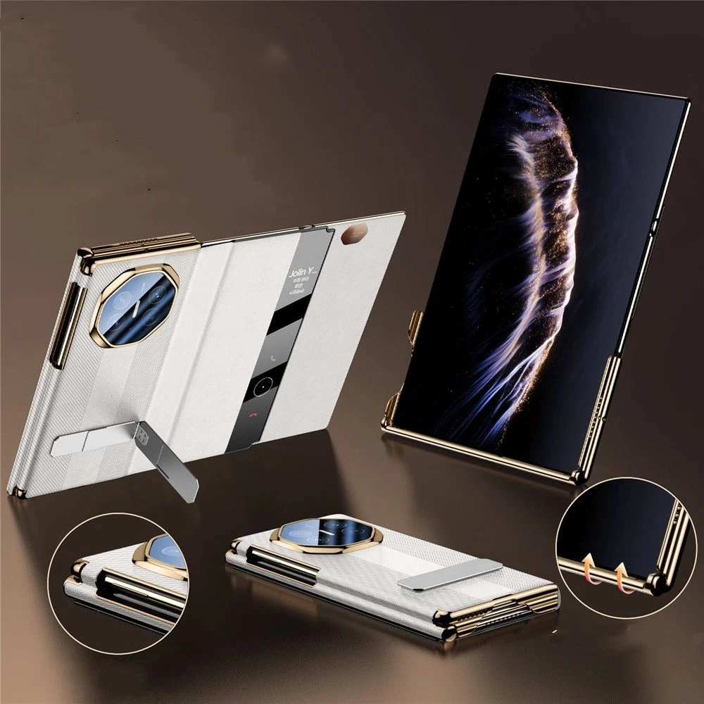 Genuine Nappa Leather Bracket Case For Huawei Mate XT XTS Window View Full Cover - Picture 27 of 28