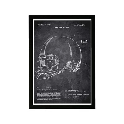 Sports and Teams Framed Wall Art Prints 'Football Helmet 1973 Chalkboard' Foo...