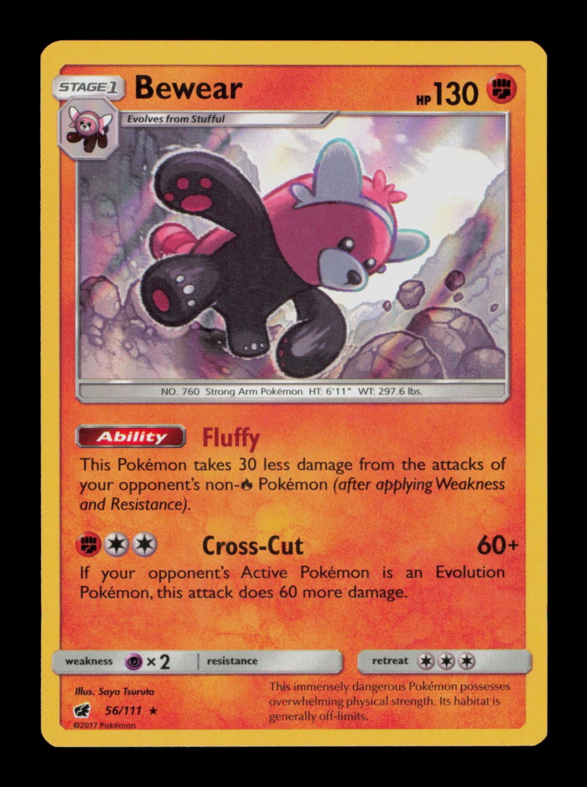 Bewear 56/111 Pokemon Crimson Invasion Holo Trading Card TC