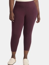 Lot Of 3 Terra And Sky High Rise Fitted Capri Leggings Sz 0X 14W Plum NWT