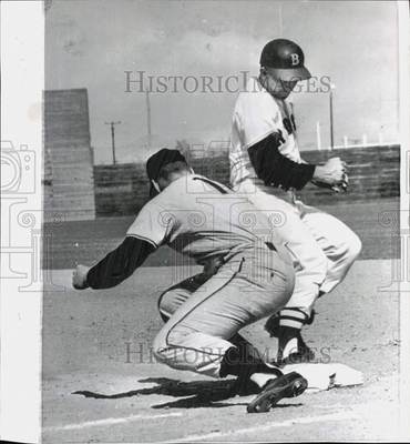 #ad #ad 1961 Press Photo Boston#x27;s Don Buddin is safe from Bob Farley#x27;s tag in Scottsdale $24.99