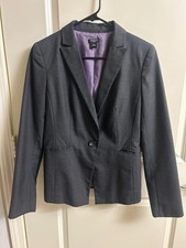 Ann Taylor Blazer, Gray, One-Button, Lined, Tailored Work Jacket, Women's Size 8
