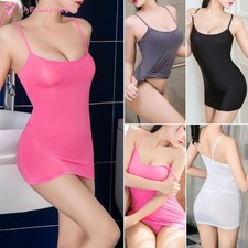 Womens Shiny Strappy Bodycon Top with Pleated Skirt Mini Dress Cocktail Lingerie