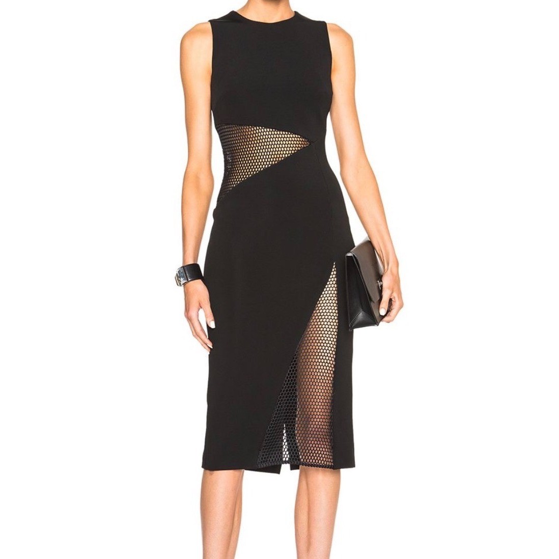 Cushnie et Ochs Black Mesh Cutout Midi Dress Size 8 | eBay