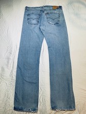 Levi s 501 Men s 36x36 Light Wash Distressed Ripped Jeans Button Fly Mexico