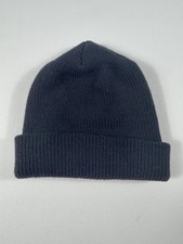 Vtg Navy Watch Cap Knit Beanie Mens One Size Blk Cuffed Stretch Winter