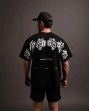 Fitness Wolf Graphic Printed Oversized Cotton Short Sleeve T-Shirt For Men Women