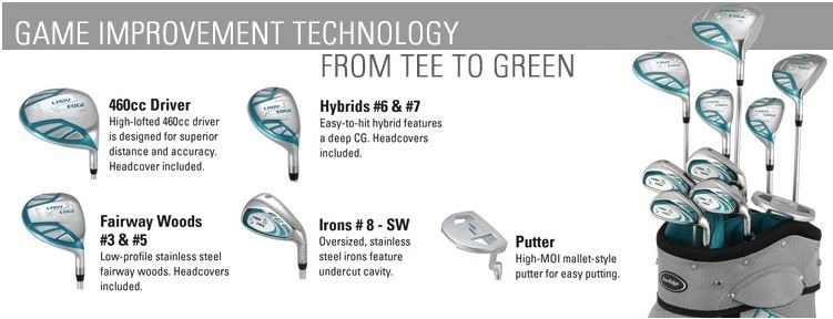 New Tour Edge Lady Edge Complete Set Silver/Purple w/Cart Bag - Image 2 of 3