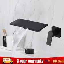 Black Bathroom Vanity Sink Faucet Waterfall Single Handle Vessel Mixer Tap Matte