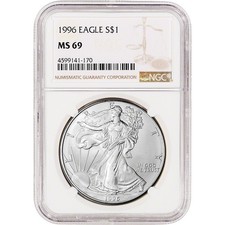 1996 American Silver Eagle Coin - NGC MS69 1996 American Silver Eagle Coin - NGC MS69