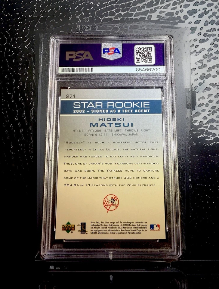 Tarjeta de novato Hideki Matsui 2003 Upper Deck Premieres Kanji Auto #115 PSA/ADN 10!!️ Foto 3 de 3