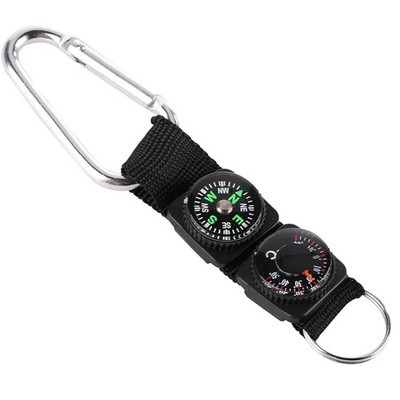 3in1 Kompass Schlüsselanhänger mit Thermometer, Multifunktionales OutdoorNavi...