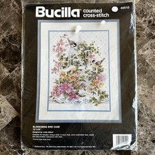 Bucilla Counted Cross Stitch Kit Blossoming Bird Cage 12x16 1990 Linda Gillum