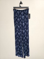 NWT FASHION NOVA Women's Pants Pull On Elastic Waist Wide Leg Navy Blue.Size M