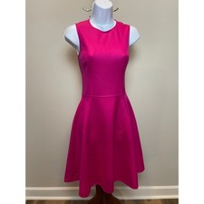 Michael Kors Fit and Flare Dress Size 4 Pink Silk Made in Italy
