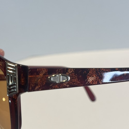 Christian Dior 2436 Red Pattern Gold CD Logo Square Aviator Sunglasses Clean EUC - Picture 7 of 18