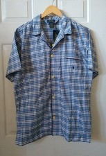 POLO RALPH LAUREN MEN'S SHORT SLEEVE PLAID SLEEP SHIRT, SIZE M