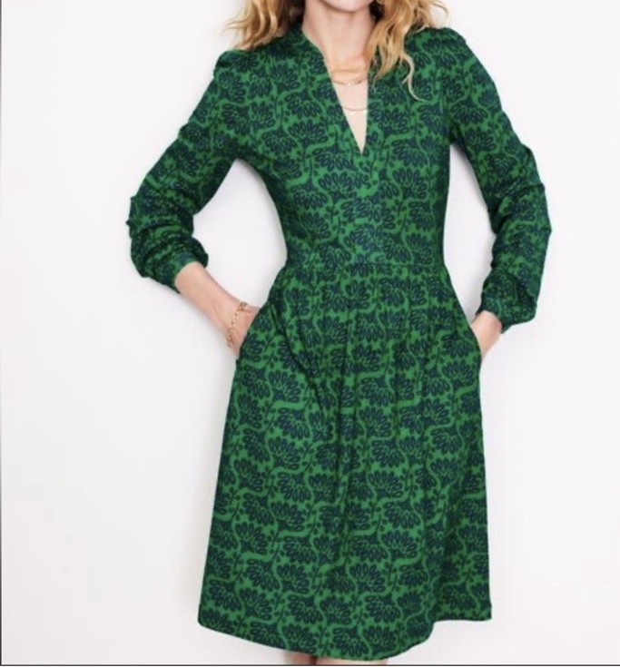Boden Naomi Relaxed Jersey Dress Sz 10R in Green/Navy Floral - NWT | eBay
