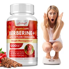 Premium Berberine HCL 1200mg with Ceylon Cinnamon - Healthy Cholesterol, Non-GMO