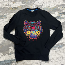 KENZO Paris Tiger Embroidered Sweatshirt Black Cotton Pullover Women  s Size M