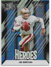 2024 Leaf Heroes and Prospects Joe Montana Heroes Blue numbered 77/99
