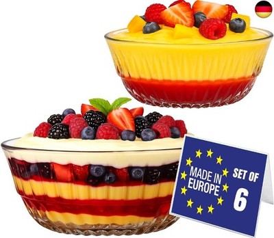 LAV Premium Glas 6er Dessertschalen 215ml 100% BLEIFREIE Kristall Glassschalen