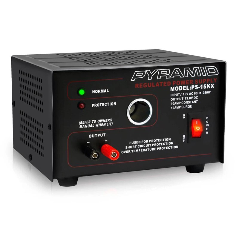 Pyle PS15K.5 AC-to-DC Power Converter Bench Power Supply with Car/Vehicle Plug