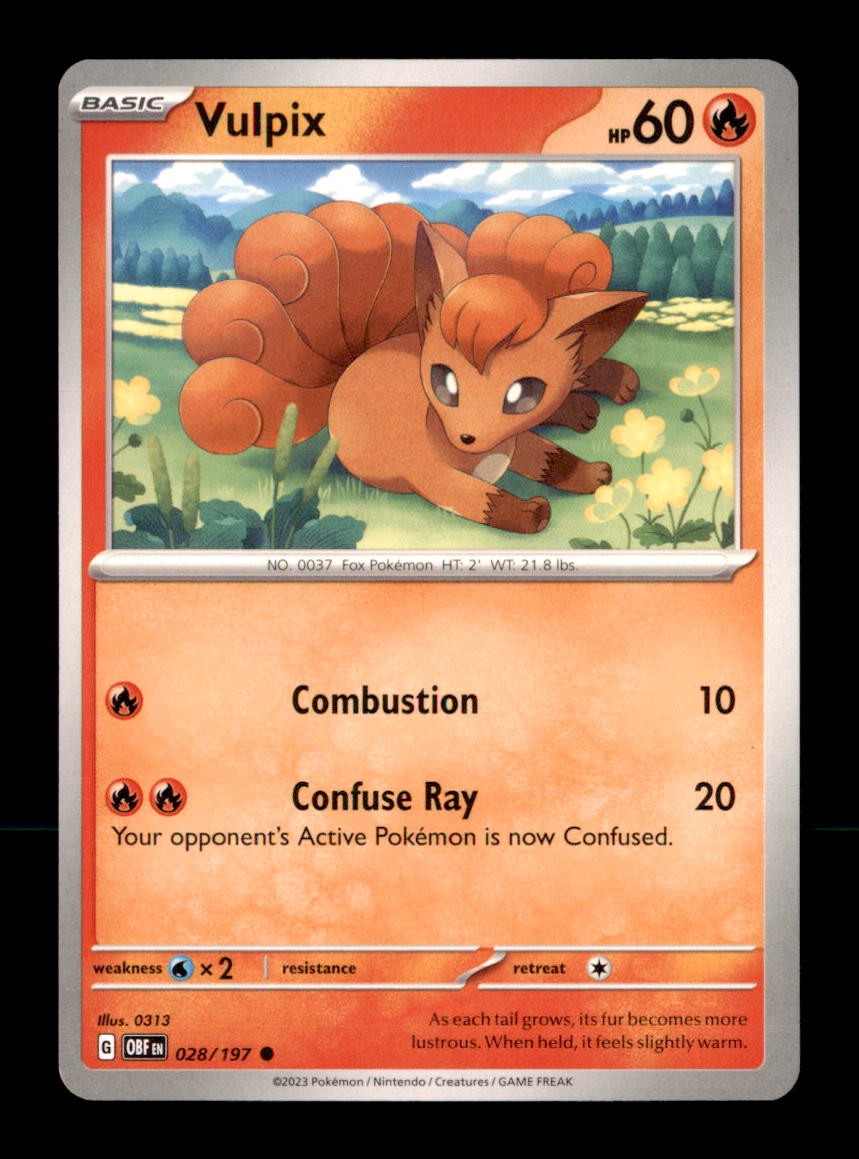 Vulpix 028/197 Common Obsidian Flames Pokemon Near Mint