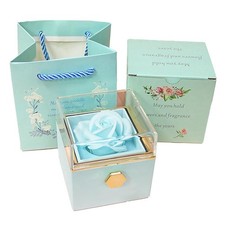 BoîTe à Bagues Rose Rotative à 360°, BoîTe à  en Velours, BoîTe à Ros7698