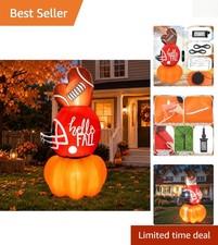 7FT Weather-Resistant Inflatable Football with LED - Ideal for Fall Parties