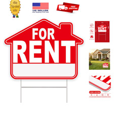 For Rent Sign with Stakes, 1-Pack 17"x13" Double-Sided Signs, Corrugated