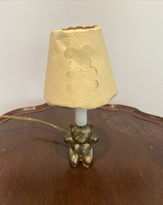 Vintage 1985 Brass Teddy Bear Lamp Night Light