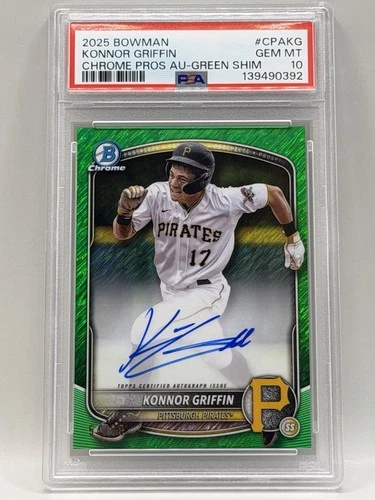 2025 Bowman Chrome Konnor Griffin Green Shimmer Refractor Auto #54/99 PSA 10