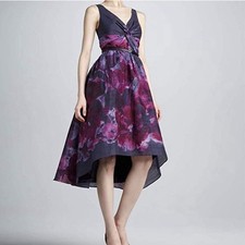 Lela Rose Neiman Marcus Women’s Size 4 Dress Floral Purple Pink Fit Flare Floral