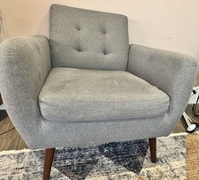 Hyatt Armchair Single Seater Grey Fabric Sofa Chair Padded Seat