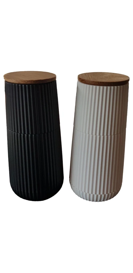 AdHoc Salz- und Pfeffermühle Set Modern Mehrfarbig Kunststoff Holzdeckel 12cm - Bild 2 von 4