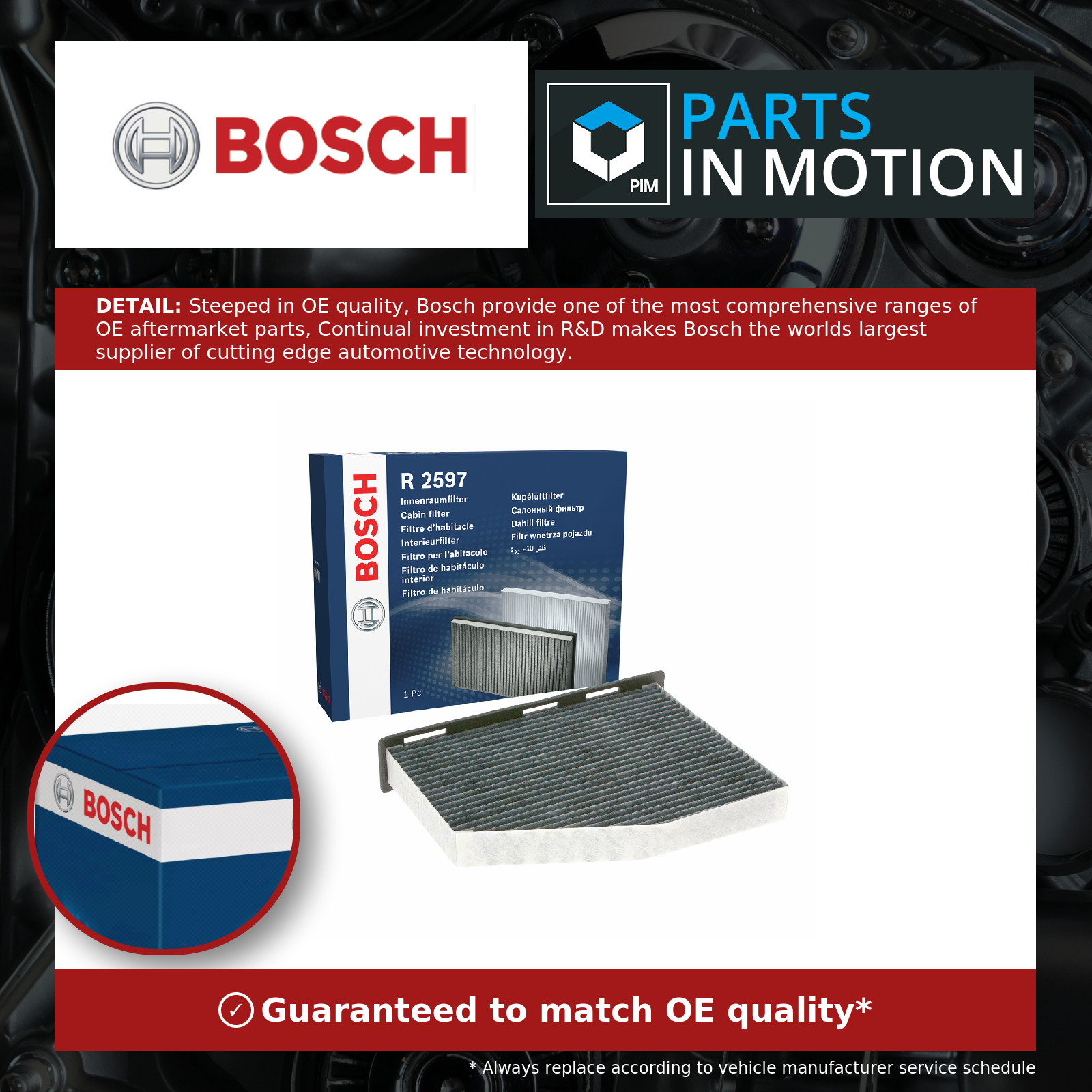 1987432597 Bosch Pollen / Cabin Filter 1K2819653A 1K2819653B 1K2819653 R2597 New - Image 6